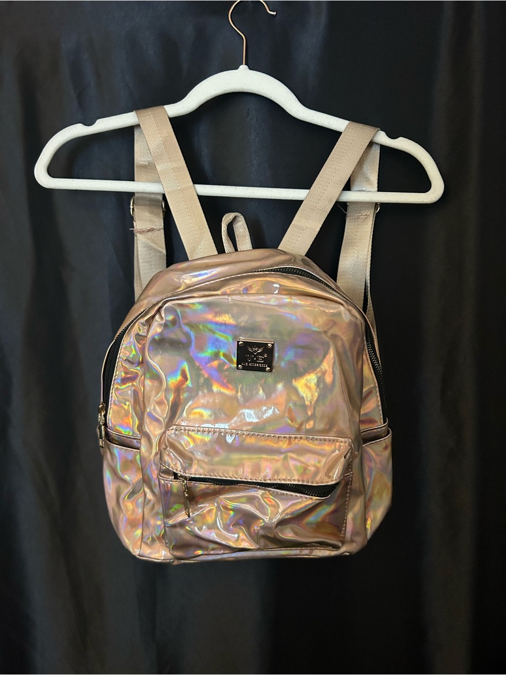 Holographic Mini Backpack Iridescent Metallic Festival Bag